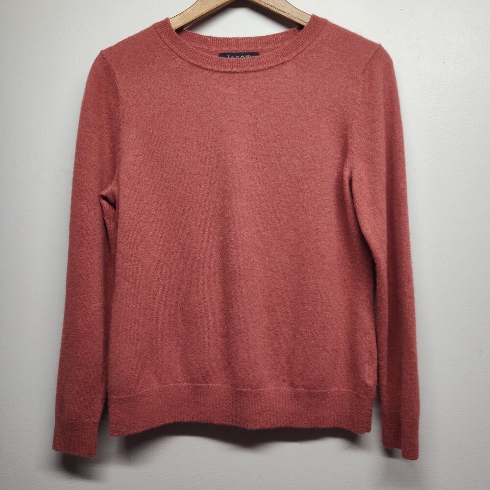 Tahari Cashmere Sweater Women Size XL Orange 2-Ply Soft Preppy Winter Casual